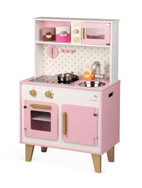 Duża kuchnia drewniana z dźwiękiem i 6 akcesoriami Candy Chic, Janod - obrazek 3