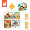 Puzzle progresywne w walizce Pory roku 4 układanki – 6, 9, 12 i 16 elementów 3+, Janod - obrazek 3