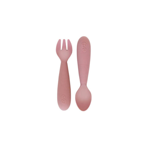 Komplet silikonowych sztućców Mini Utensils pastelowy róż EZPZ - obrazek 3