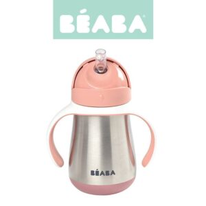 Bidon termiczny termobutelka ze słomką 250 ml Old Pink BEABA