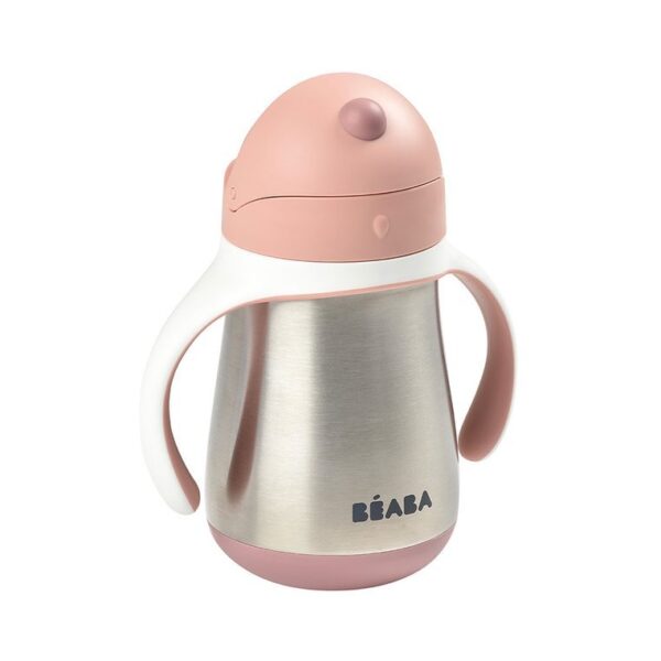 Bidon termiczny termobutelka ze słomką 250 ml Old Pink BEABA - obrazek 4