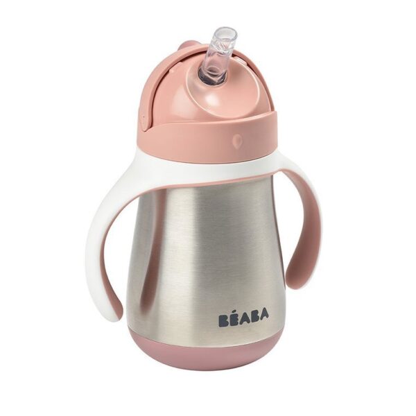 Bidon termiczny termobutelka ze słomką 250 ml Old Pink BEABA - obrazek 3