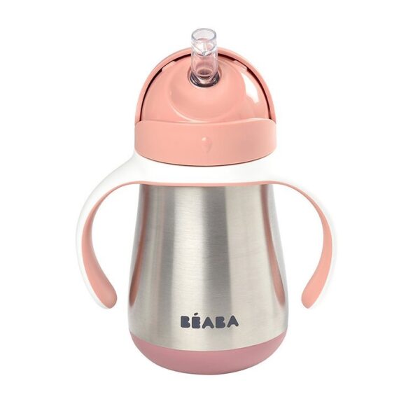 Bidon termiczny termobutelka ze słomką 250 ml Old Pink BEABA - obrazek 8