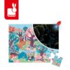 Świecące puzzle z mini-lampką UV Las 24 elementy 3+, Janod - obrazek 2