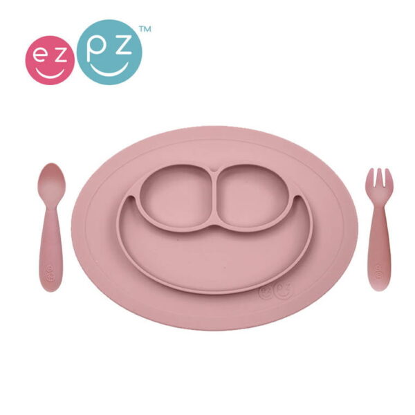 Komplet naczyń silikonowych Mini Feeding Set pastelowy róż EZPZ