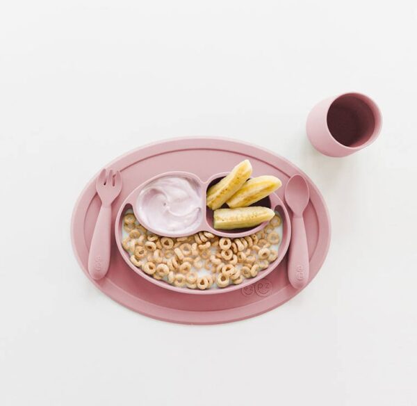 Komplet naczyń silikonowych Mini Feeding Set pastelowy róż EZPZ - obrazek 7