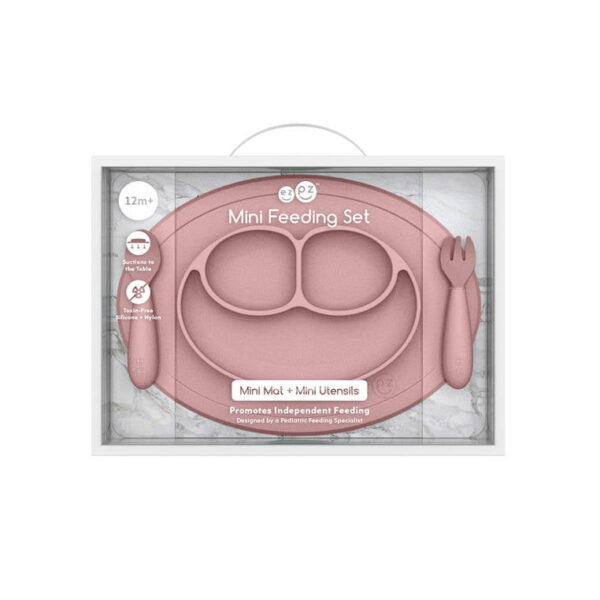 Komplet naczyń silikonowych Mini Feeding Set pastelowy róż EZPZ - obrazek 8