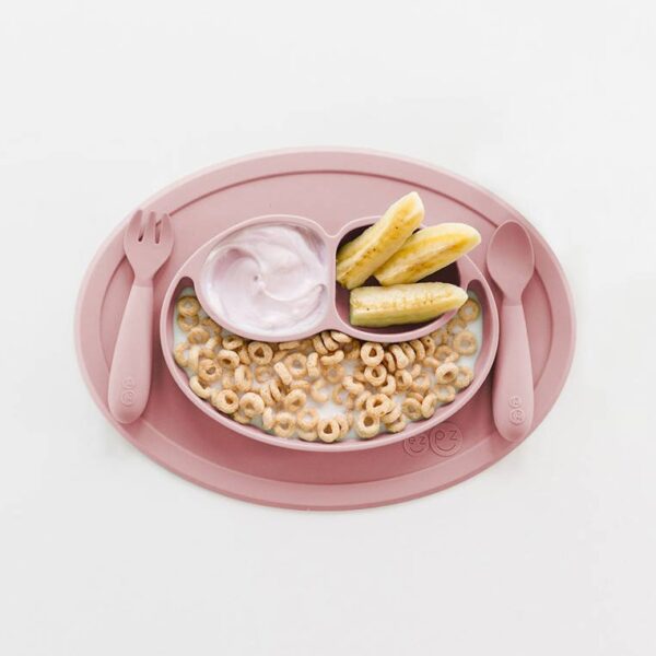 Komplet naczyń silikonowych Mini Feeding Set pastelowy róż EZPZ - obrazek 6