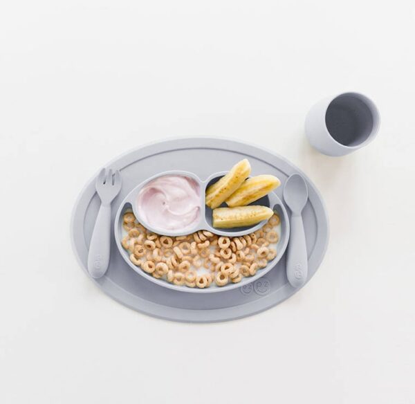 Komplet naczyń silikonowych Mini Feeding Set pastelowa szarość EZPZ - obrazek 6