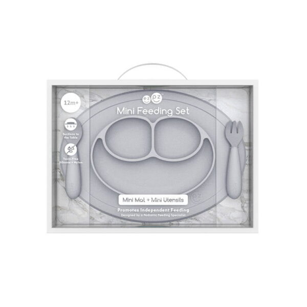 Komplet naczyń silikonowych Mini Feeding Set pastelowa szarość EZPZ - obrazek 8