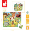 Puzzle w walizce Dzień na farmie 24 elementy 3+ Made in France, Janod - obrazek 2