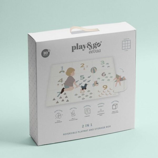 Dwustronna mata piankowa i pudełko na zabawki 2w1 EEVAA - Cyferki Play & Go - obrazek 4