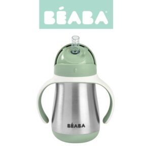 Bidon niekapek ze słomką termiczny 250 ml Sage green Beaba
