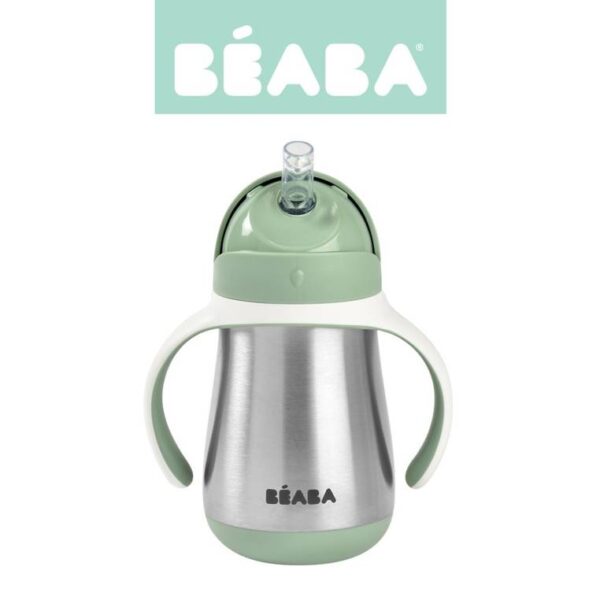 Bidon niekapek ze słomką termiczny 250 ml Sage green Beaba