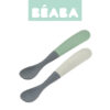 Zestaw 2 łyżeczek silikonowych w podróżnym etui 4 m+ Mineral grey/Sage green Beaba