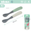 Zestaw 2 łyżeczek silikonowych w podróżnym etui 4 m+ Mineral grey/Sage green Beaba - obrazek 2
