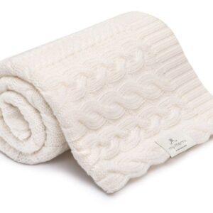 Kocyk warkocz ze 100% wełny merino cream - premium collection My Memi