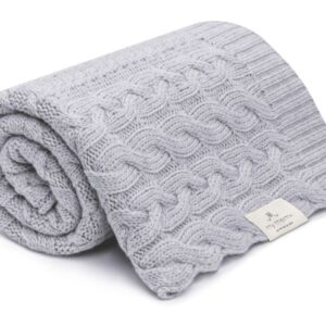 Kocyk warkocz ze 100% wełny merino grey - premium collection My Memi