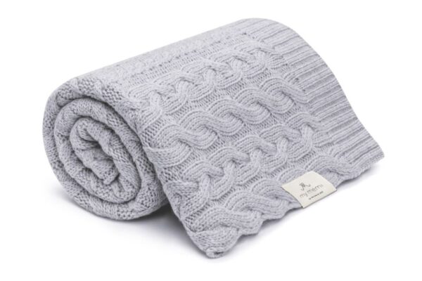 Kocyk warkocz ze 100% wełny merino grey - premium collection My Memi