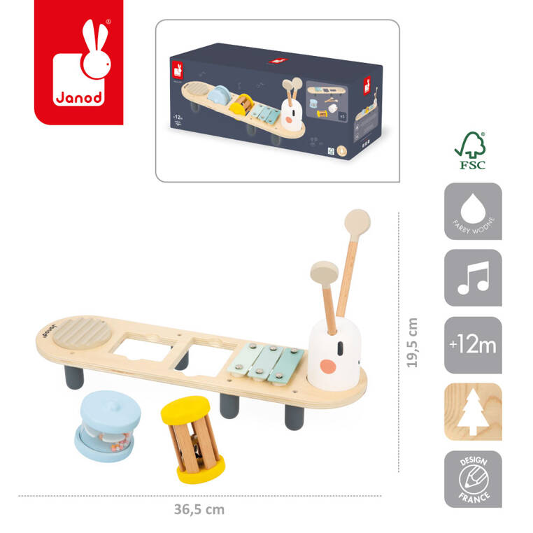 Muzyczny ministolik Dżdżownica Sweet Cocoon 12 m +, Janod - obrazek 5