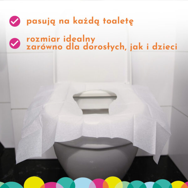 Jednorazowe papierowe nakładki na toaletę z wygodnymi brzegami XXL dla dzieci i dorosłych WuCetki - obrazek 7