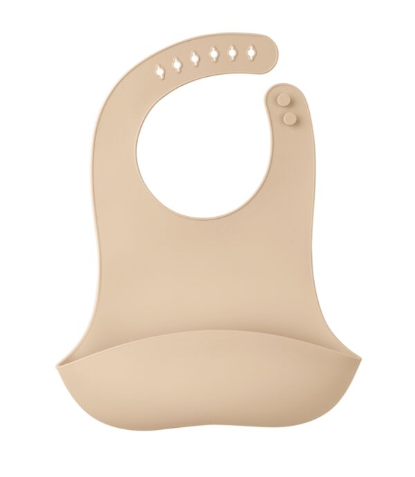 Silikonowy Śliniak z Kieszonką 3D Light Brown Mombella