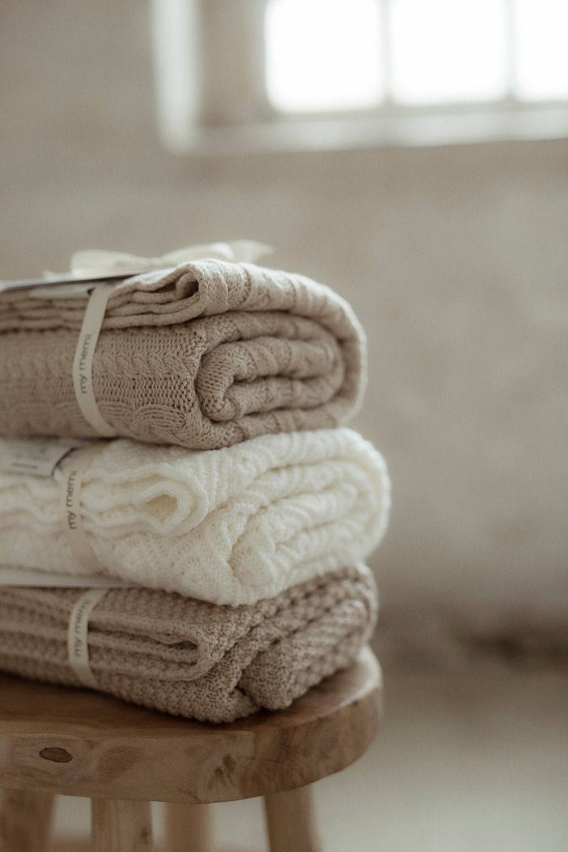 Kocyk ze 100% wełny merino grey Pearl - premium collection My memi - obrazek 7