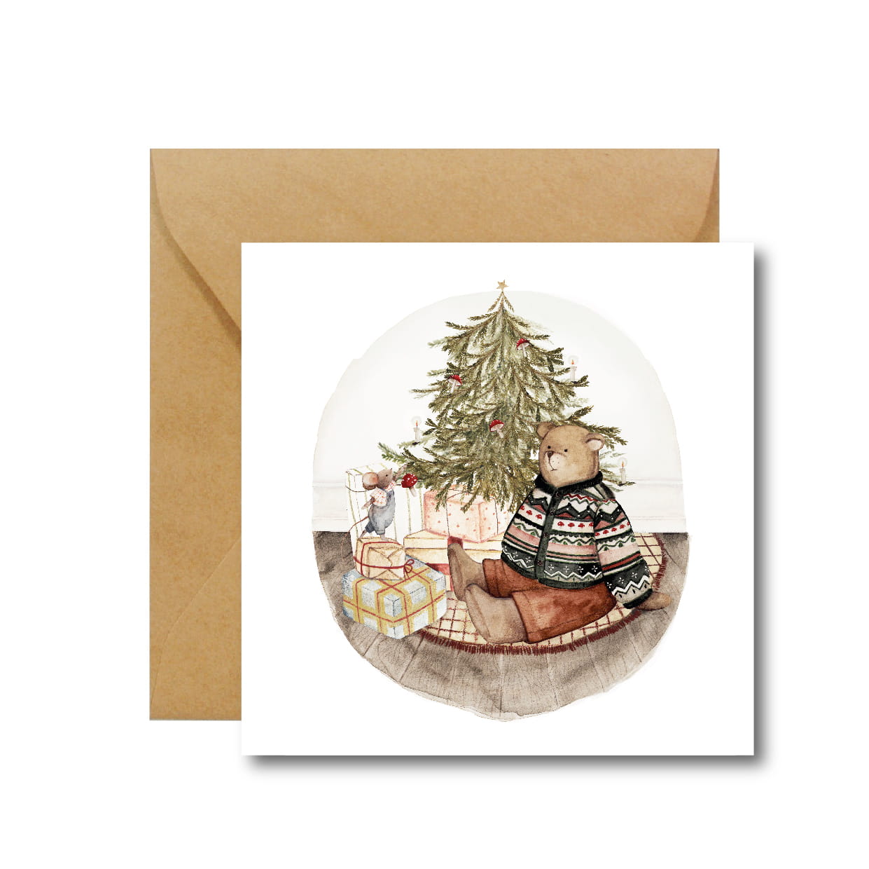 KARTKA NA BOŻE NARODZENIE ŚWIĄTECZNY MIŚ - | HI LITTLE