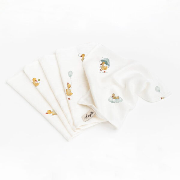 Zestaw Chusteczek Bambusowych (5 szt.) LUCKY DUCKY Layette