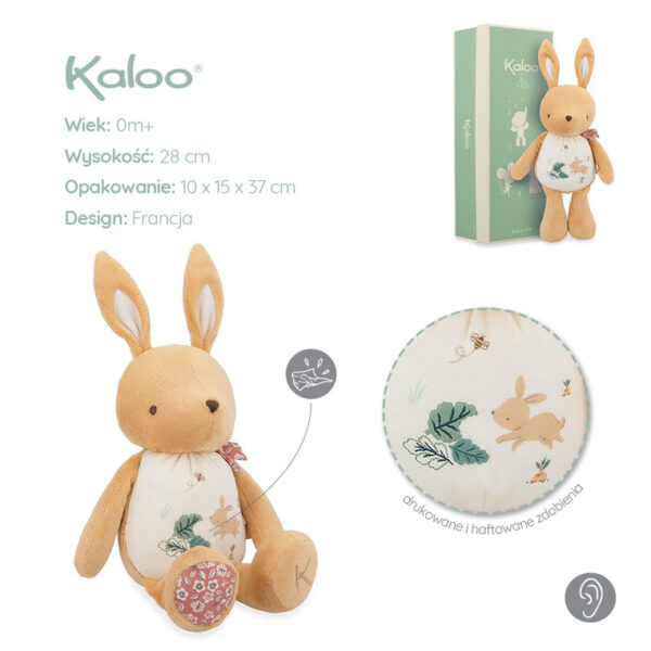 Przytulanka szeleszcząca Królik 28 cm w pudełku Kaloo - obrazek 2