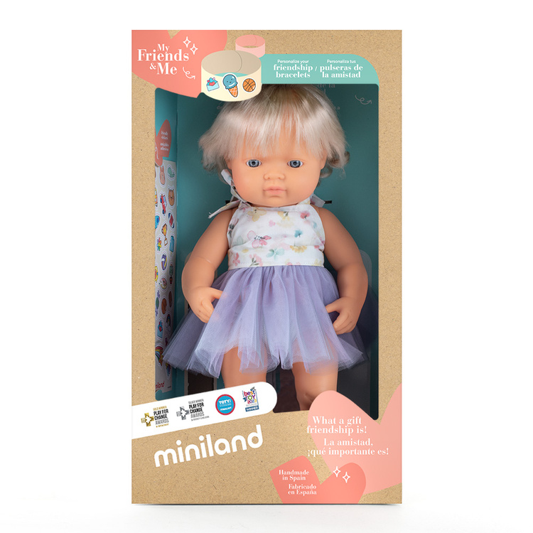 Lalka dziewczynka Europejka 38 cm z implantem śliwkowym Miniland My Friends & Me - obrazek 2