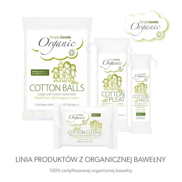 Waciki kosmetyczne w płatkach, 100% bawełna organiczna, 100 szt. Simply Gentle - obrazek 3