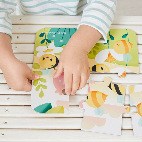 Puzzle progresywne w walizce Zwierzątka Pure 4 układanki – 6, 9, 12 i 16 elementów 2+ Janod - obrazek 2