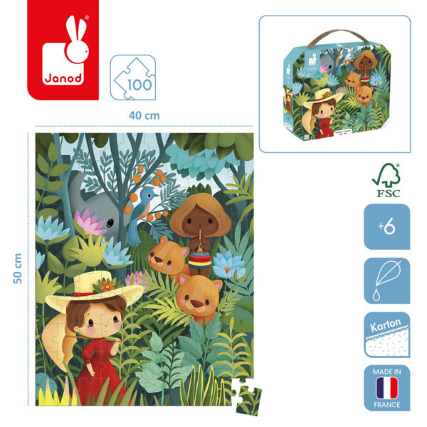 Puzzle w walizce Obraz inspirowany twórczością Rousseau 100 elementów 6+ Janod - obrazek 2