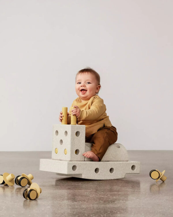 Kreatywne klocki rozwijające motorykę dużą, Sand Grey / Honey Yellow MODU Curiosity set - obrazek 5