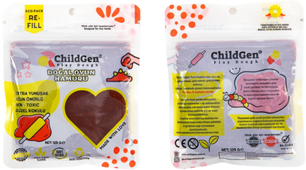 Naturalna ciastolina w saszetce re-fill 125g - BRĄZOWA - nietoksyczna, wegańska, certyfikowana ChildGen