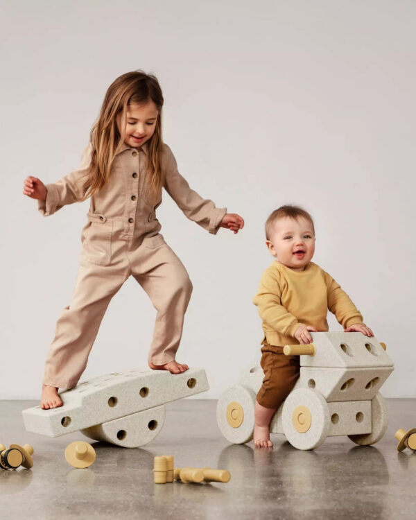 Kreatywne klocki rozwijające motorykę dużą, Sand Grey / Honey Yellow MODU Dreamer set - obrazek 3
