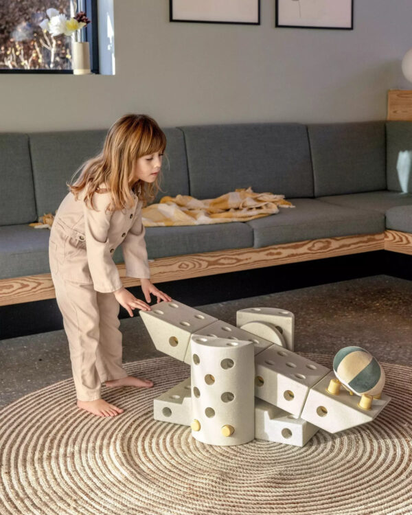 Kreatywne klocki rozwijające motorykę dużą, Sand Grey / Honey Yellow MODU Dreamer set - obrazek 10