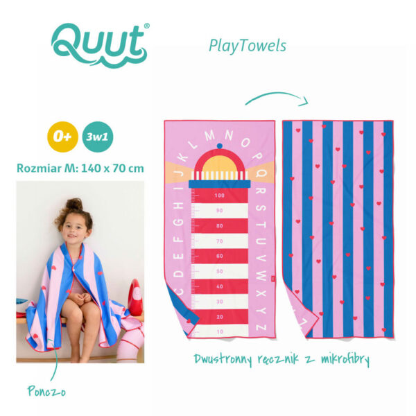 Dwustronny ręcznik plażowy PlayTowels M (140 x 70cm) Lighthouse Quut - obrazek 2