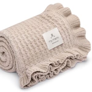Kocyk bambusowy z falbanką light beige My Memi