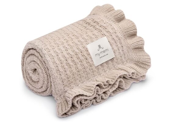 Kocyk bambusowy z falbanką light beige My Memi