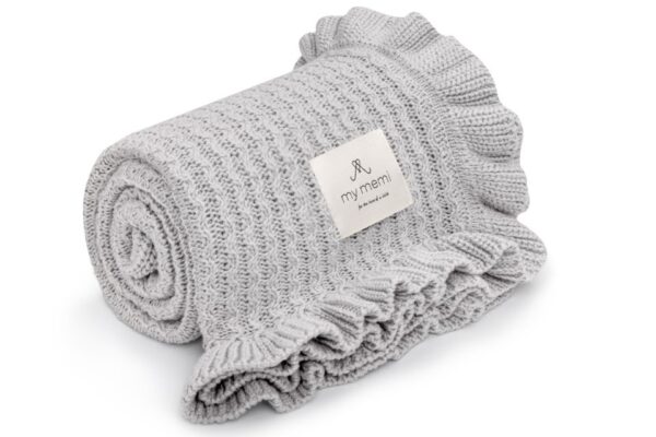 Kocyk bambusowy z falbanką light grey My Memi
