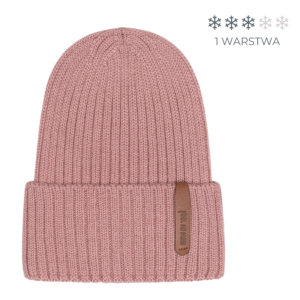 CZAPKA Z WEŁNY MERINO Dusty Pink - rozmiary Pink no More