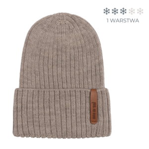 CZAPKA Z WEŁNY MERINO Mokka - rozmiary Pink no More