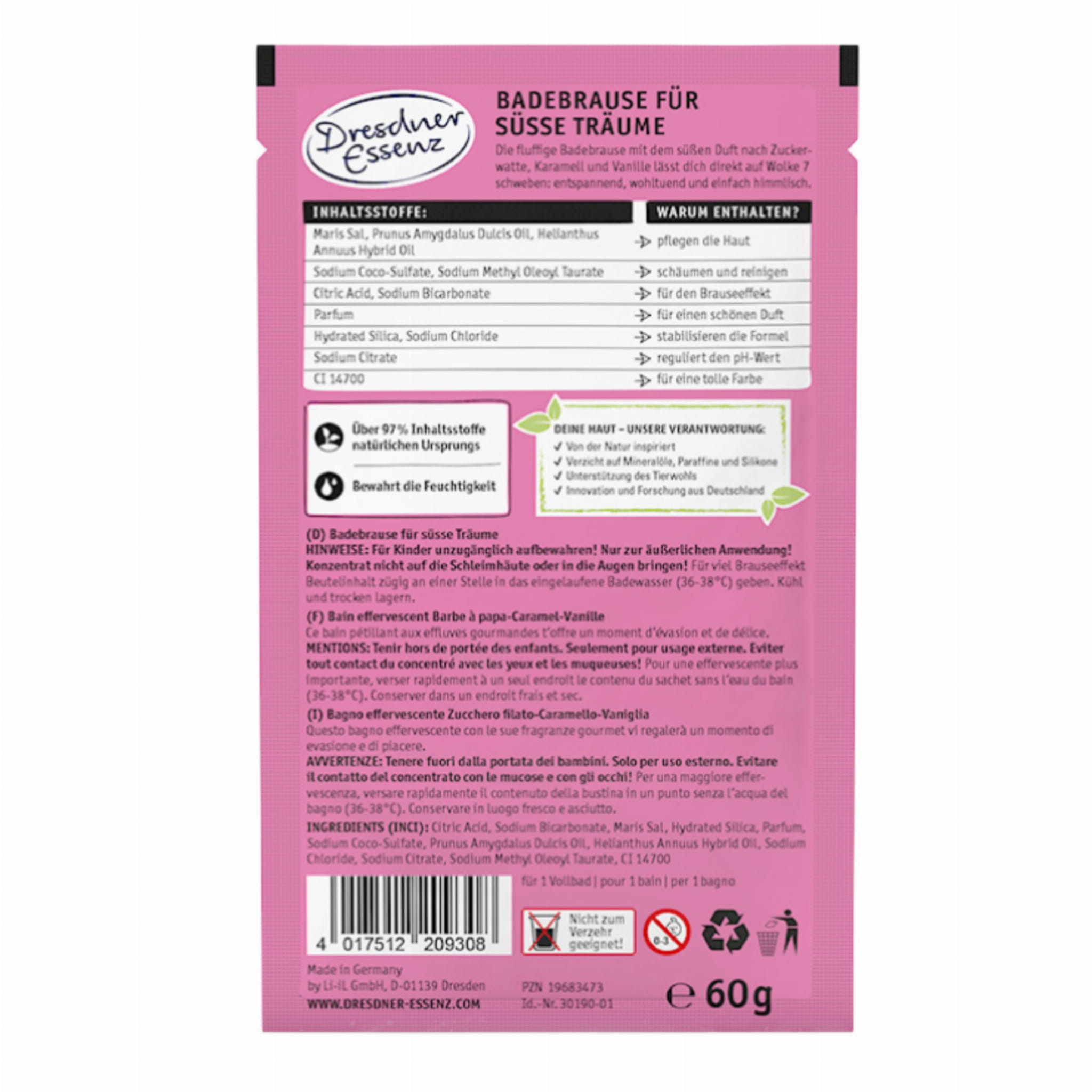 CUKIERKOWA PIANKA DO KĄPIELI 60G FLUFFY CANDY DREAM - DRESDNER ESSENZ - obrazek 3