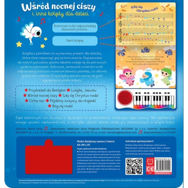 Wśród nocnej ciszy i inne kolędy dla dzieci. Sam zagraj i zaśpiewaj kolędy! Książka z pianinkiem - obrazek 3