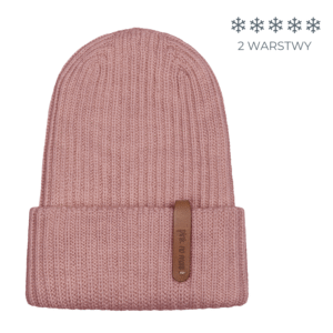 CZAPKA PODWÓJNA Z WEŁNY MERINO Dusty Pink Pink no More