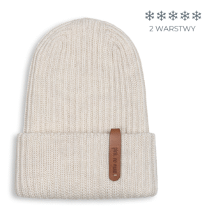 CZAPKA PODWÓJNA Z WEŁNY MERINO Latte Pink no More