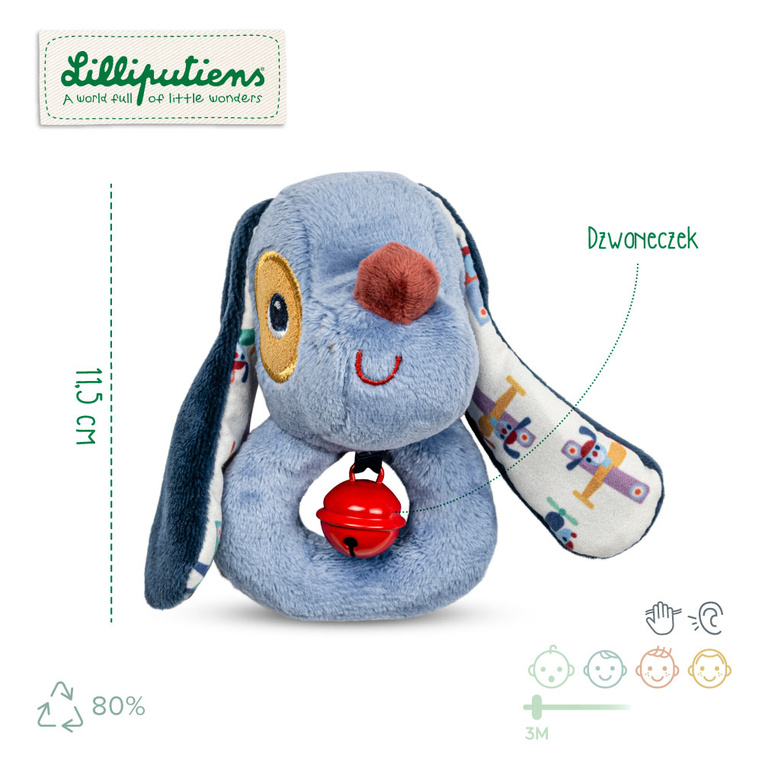Grzechotka z dzwoneczkiem Piesek Jules 3 m+ Lilliputiens - obrazek 2