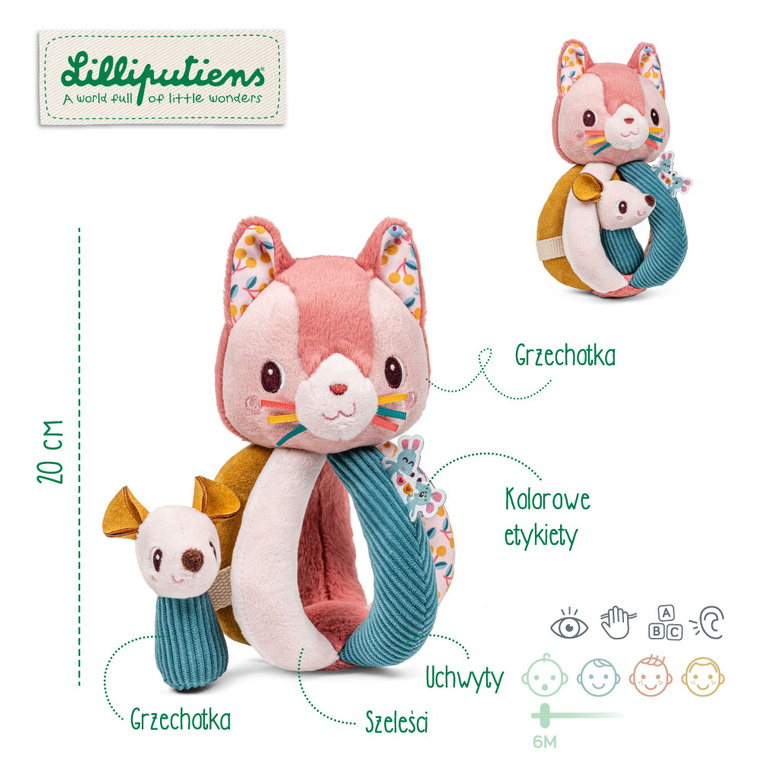 Grzechotka z uchwytami Kotka Jeanne 6 m+ Lilliputiens - obrazek 2